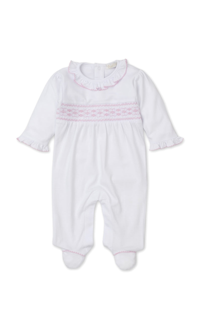 Footie with Hand Embroidery - Pink