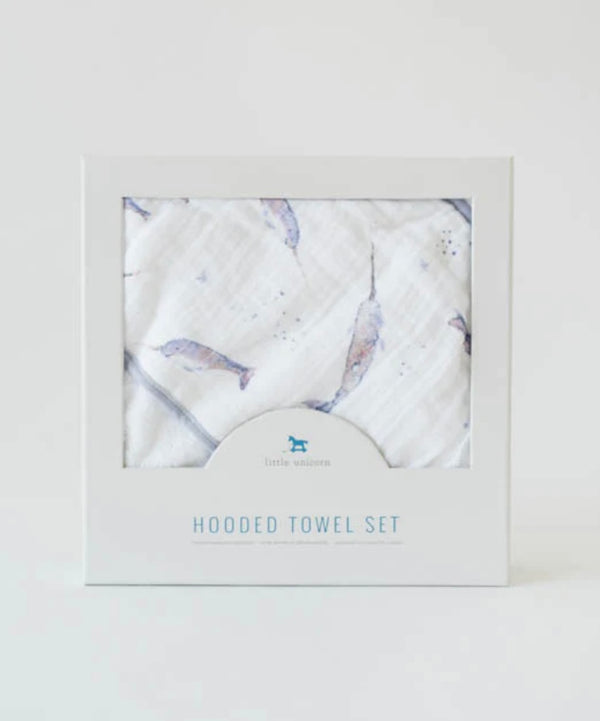 Narwhal Cotton Hooded Towel and Wash