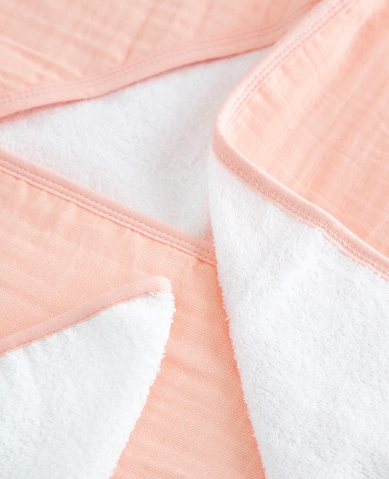 Peach Cotton Hooded Towel and Wash