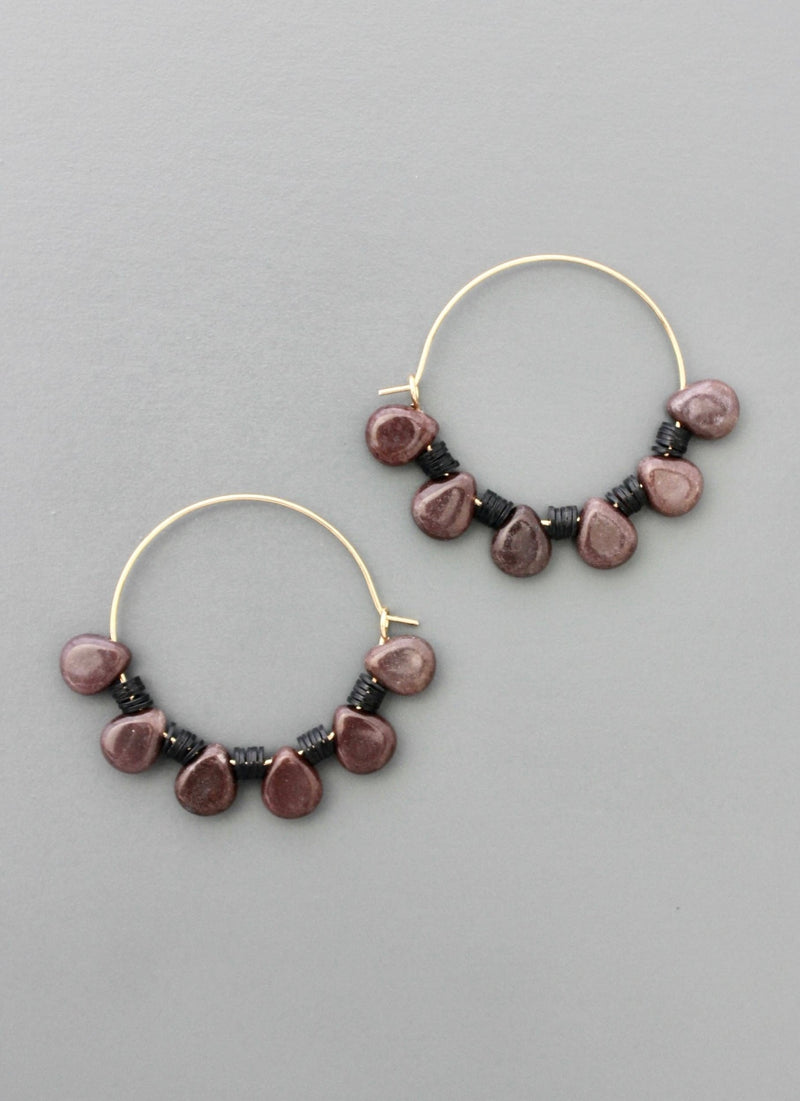 Agate teardrop hoops