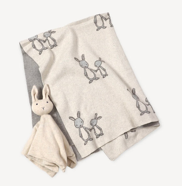 Bunny Mommy and Me Baby Blanket and Lovey Gift SET