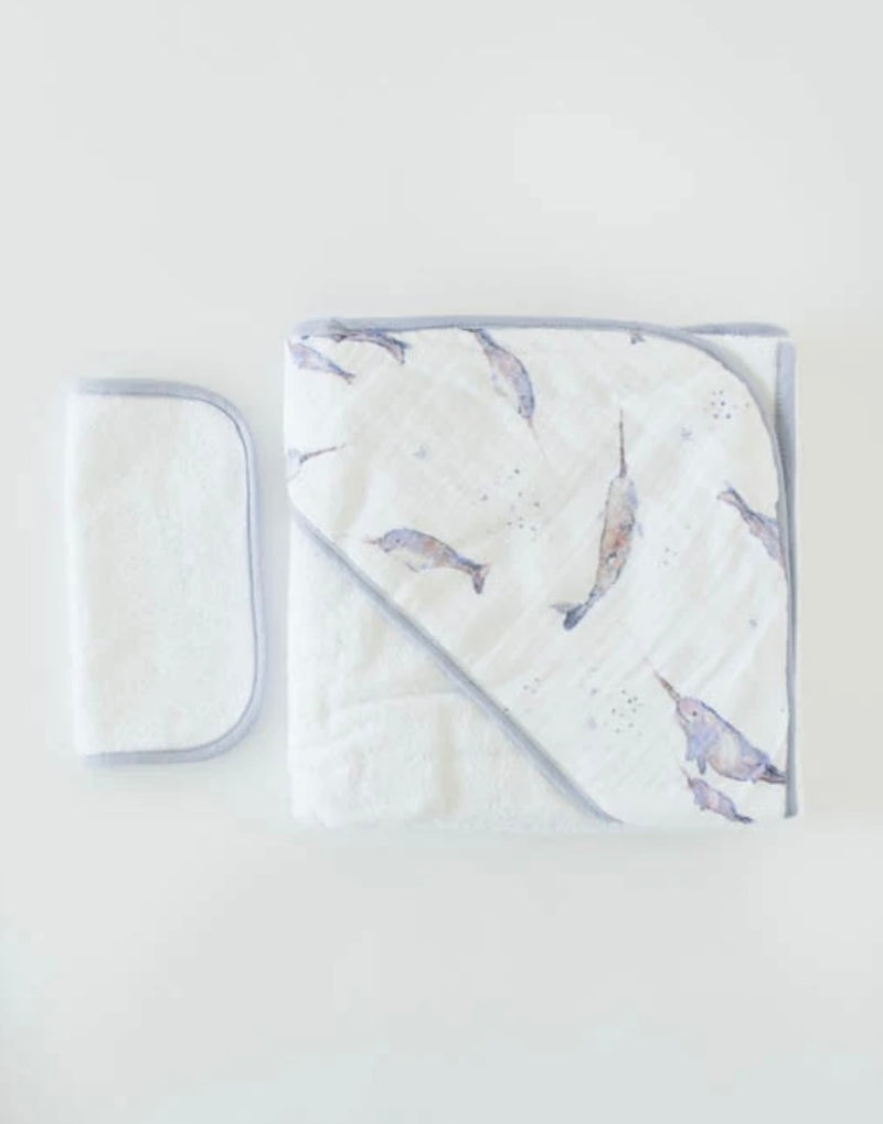 Narwhal Cotton Hooded Towel and Wash